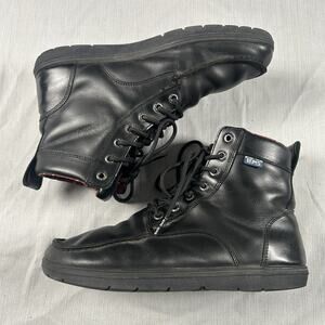 Lems Boulder Boot Men’s Size 10 Black Leather Boots Plaid Lining Hiking Shoes
